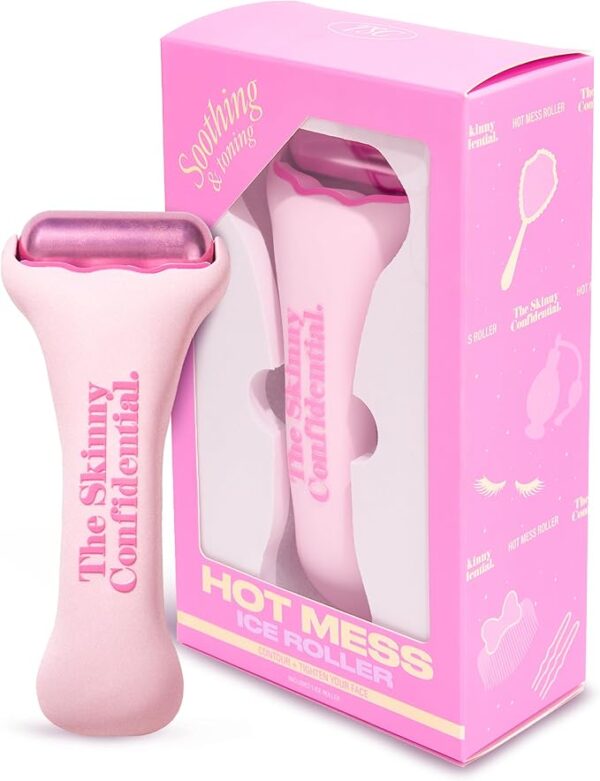 The Skinny Confidential HOT Mess Ice Roller for Face - Facial Roller Skincare Tools Contour, Tighten & De-Puff Skin